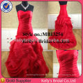 2014 Ruffle Red Organza schöne und billige Frauen Abendkleid